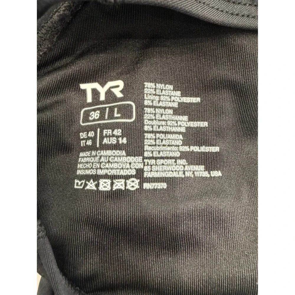 TYR Solid Maxfit Black One Piece Swimsuit Womens 36 L Athletic Swimwear - Picture 9 of 9